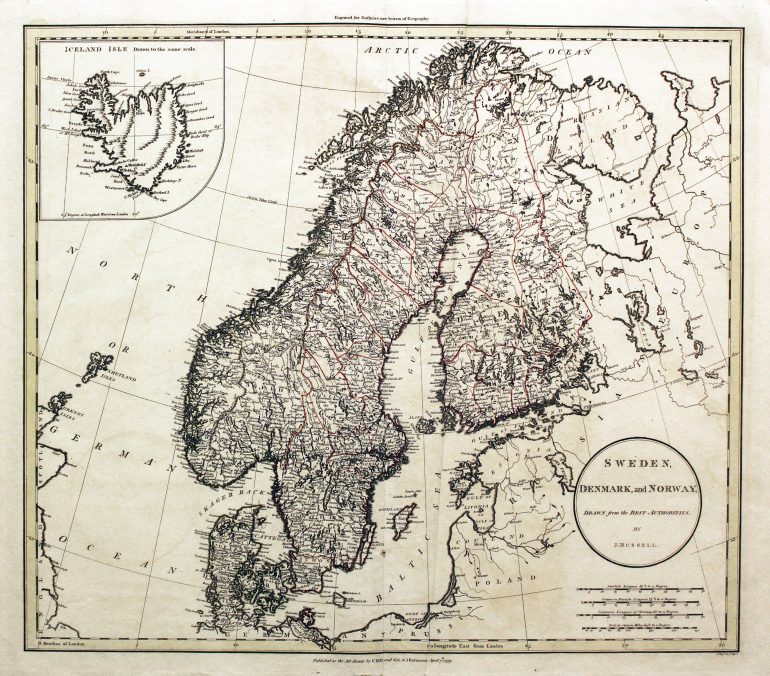 Scandinavia Map circa 1800