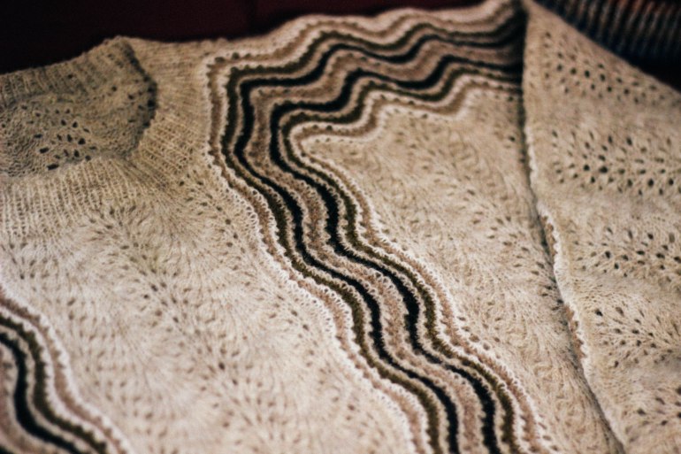 Amazing feather and fan jumper in the Guild exhibition